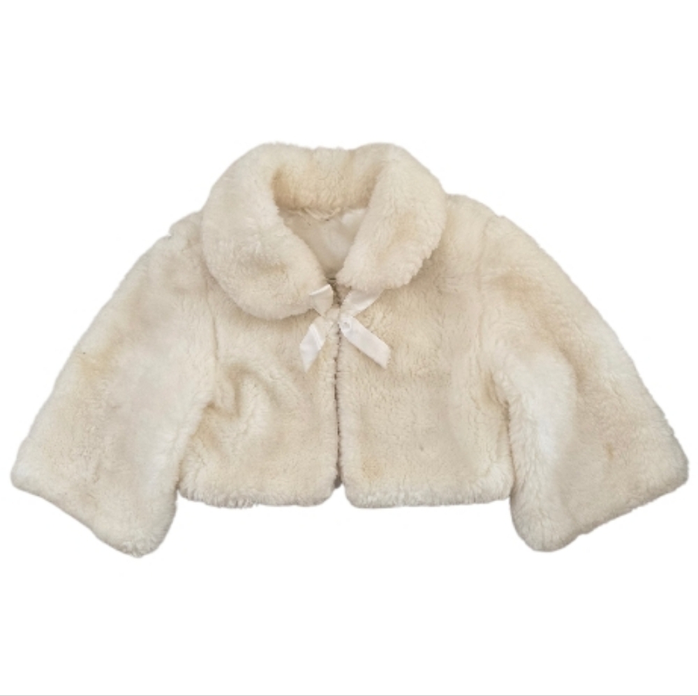 White Cropped Soft Fluffy Faux Fur Jacket